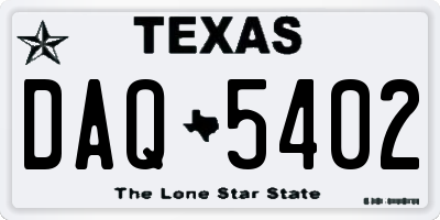 TX license plate DAQ5402