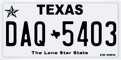 TX license plate DAQ5403