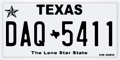TX license plate DAQ5411