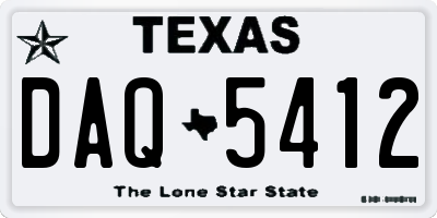 TX license plate DAQ5412