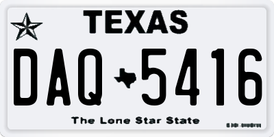 TX license plate DAQ5416