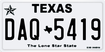 TX license plate DAQ5419