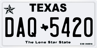 TX license plate DAQ5420