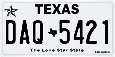 TX license plate DAQ5421