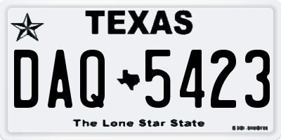 TX license plate DAQ5423