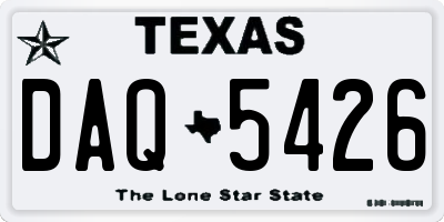 TX license plate DAQ5426