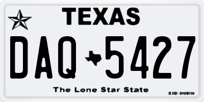 TX license plate DAQ5427