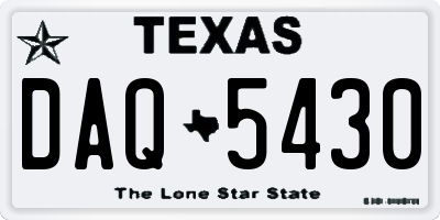 TX license plate DAQ5430