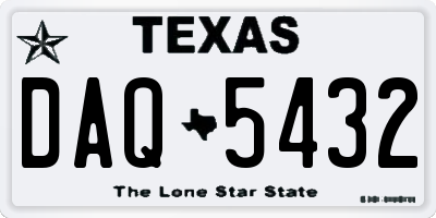 TX license plate DAQ5432