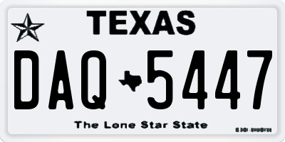 TX license plate DAQ5447