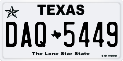 TX license plate DAQ5449