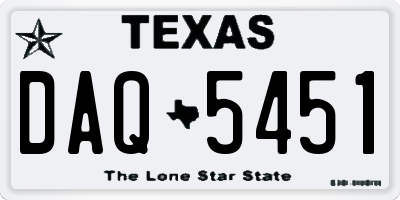 TX license plate DAQ5451