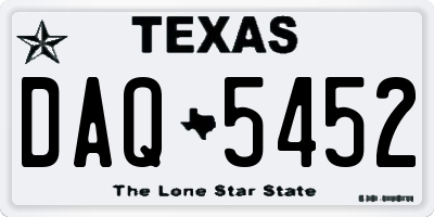 TX license plate DAQ5452
