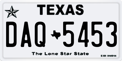 TX license plate DAQ5453