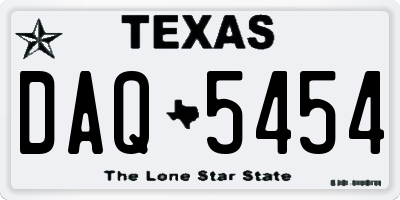 TX license plate DAQ5454