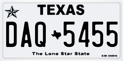 TX license plate DAQ5455