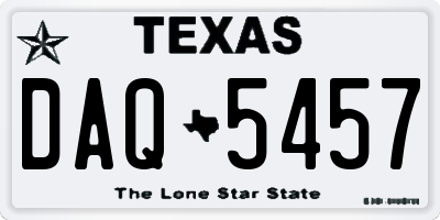 TX license plate DAQ5457