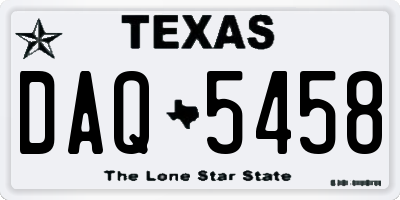TX license plate DAQ5458