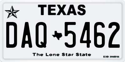 TX license plate DAQ5462