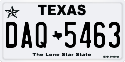 TX license plate DAQ5463