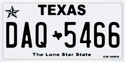 TX license plate DAQ5466