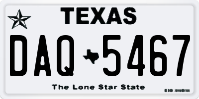 TX license plate DAQ5467