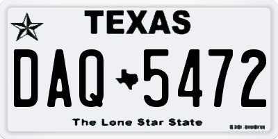 TX license plate DAQ5472
