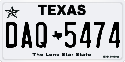 TX license plate DAQ5474