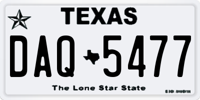 TX license plate DAQ5477