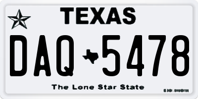 TX license plate DAQ5478