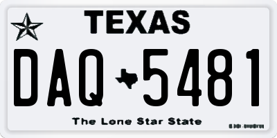TX license plate DAQ5481