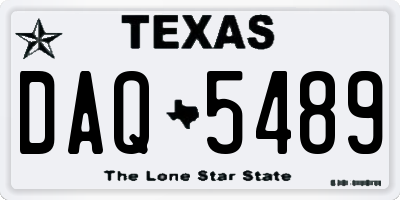 TX license plate DAQ5489
