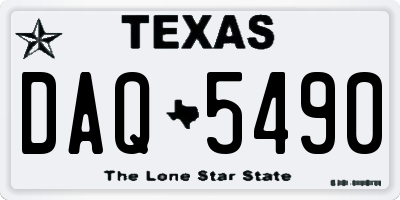 TX license plate DAQ5490