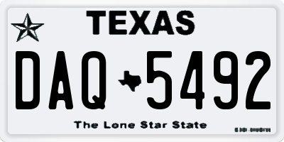 TX license plate DAQ5492