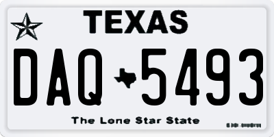 TX license plate DAQ5493