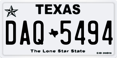 TX license plate DAQ5494