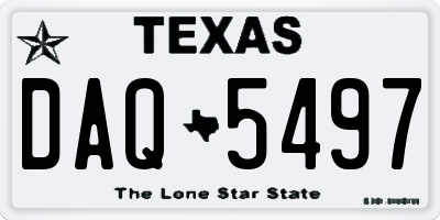 TX license plate DAQ5497