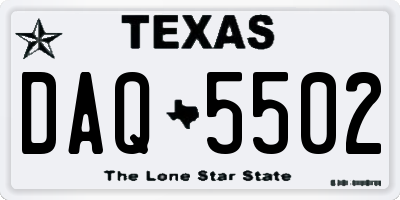 TX license plate DAQ5502