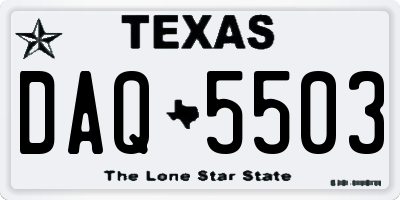 TX license plate DAQ5503
