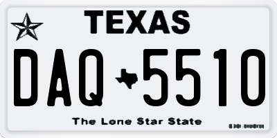TX license plate DAQ5510