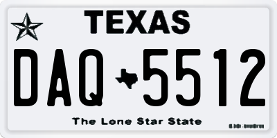 TX license plate DAQ5512