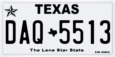 TX license plate DAQ5513