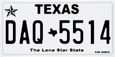 TX license plate DAQ5514