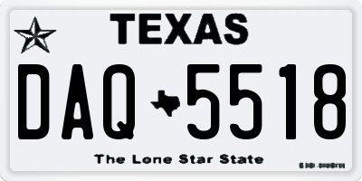 TX license plate DAQ5518