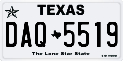 TX license plate DAQ5519