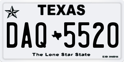 TX license plate DAQ5520