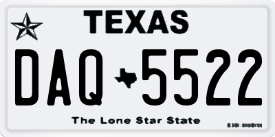 TX license plate DAQ5522