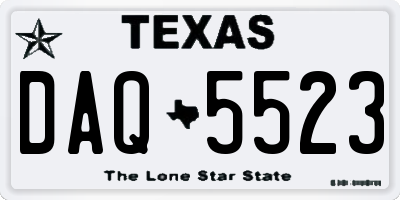TX license plate DAQ5523