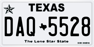 TX license plate DAQ5528