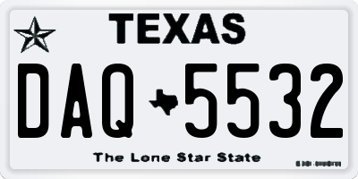 TX license plate DAQ5532